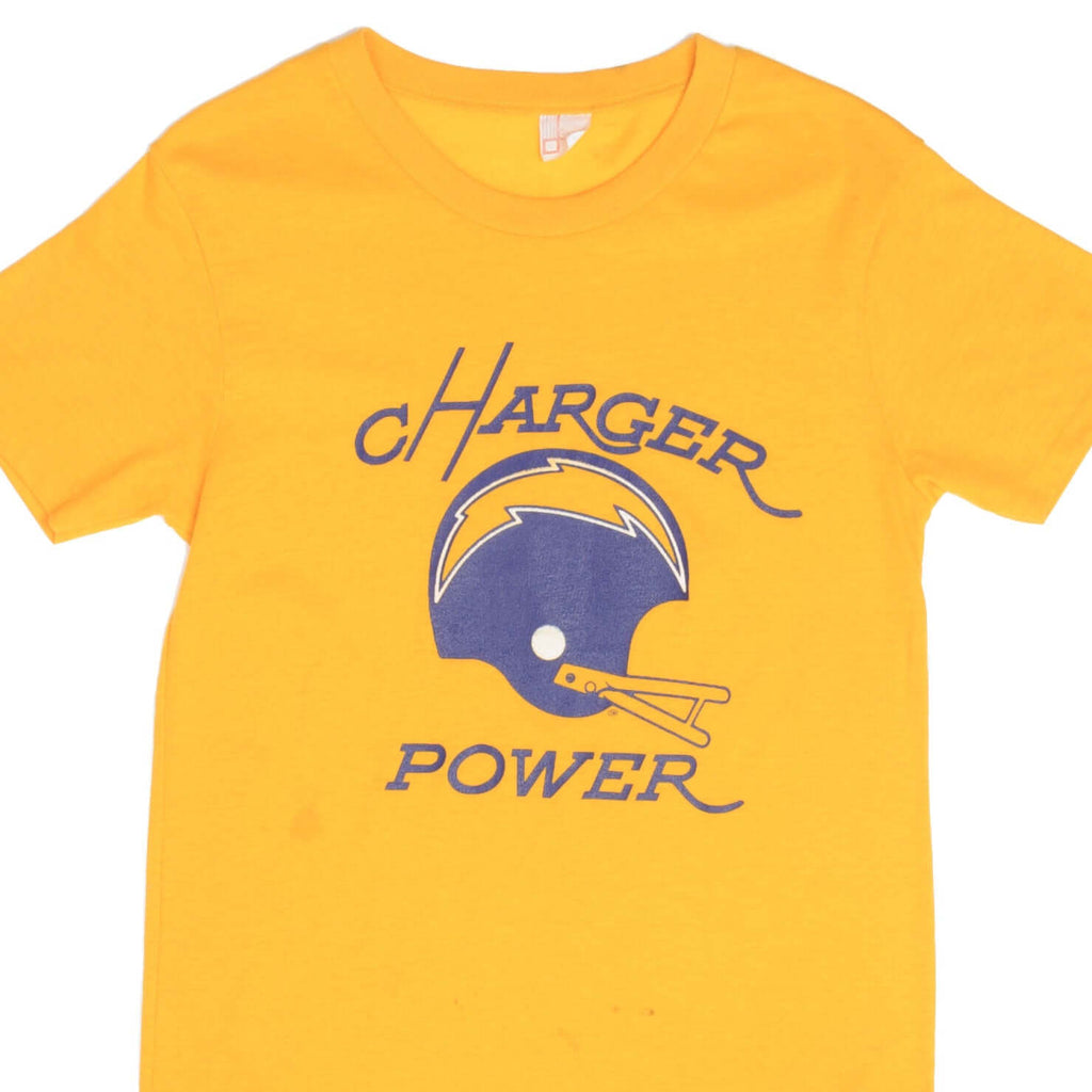 Vintage NFL San Diego Charger Power Tee Shirt 1980S Size Medium Made In USA With Single Stitch Sleeves