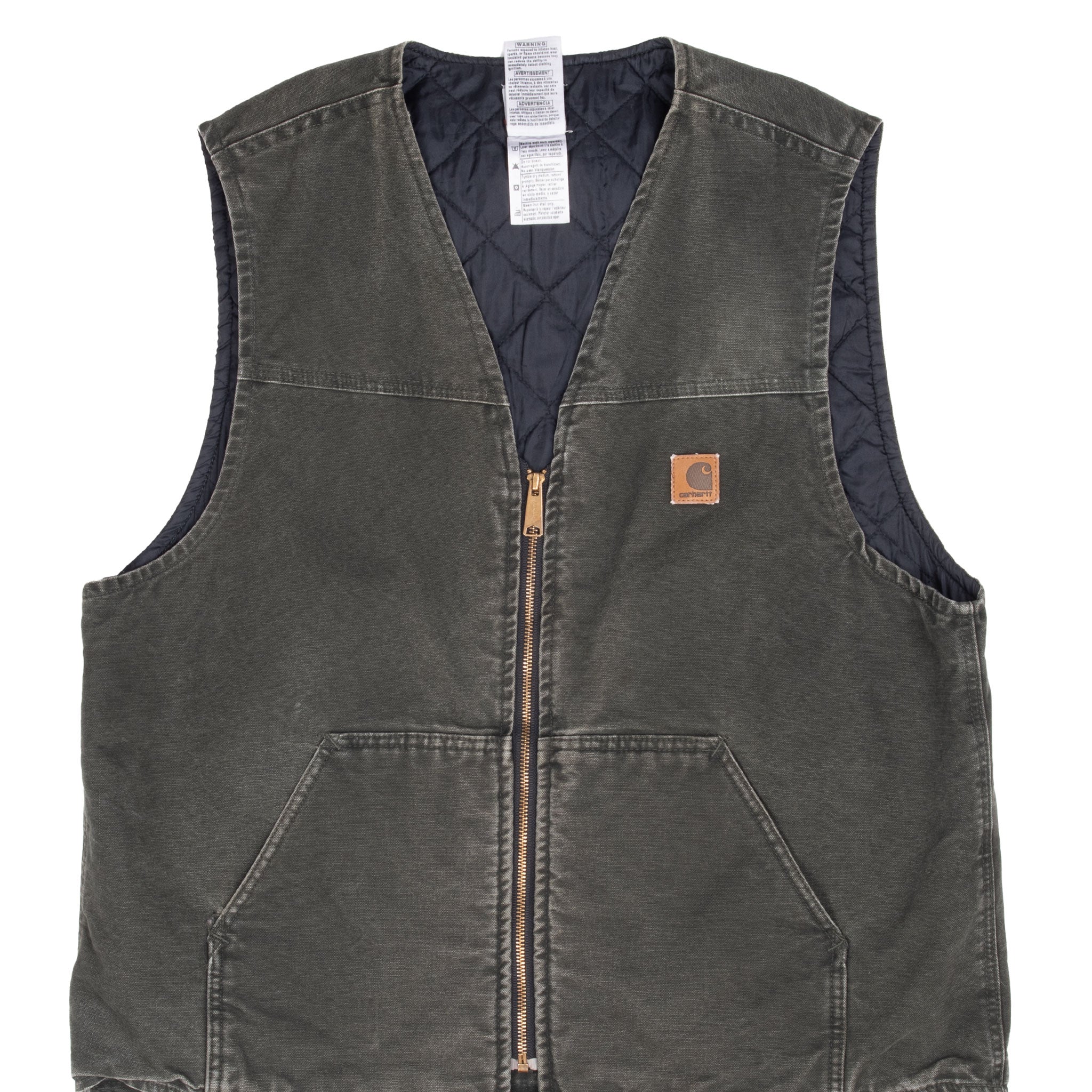 Vintage Carhartt Quilted Lined Green Vest Jacket Size XL V23Mos