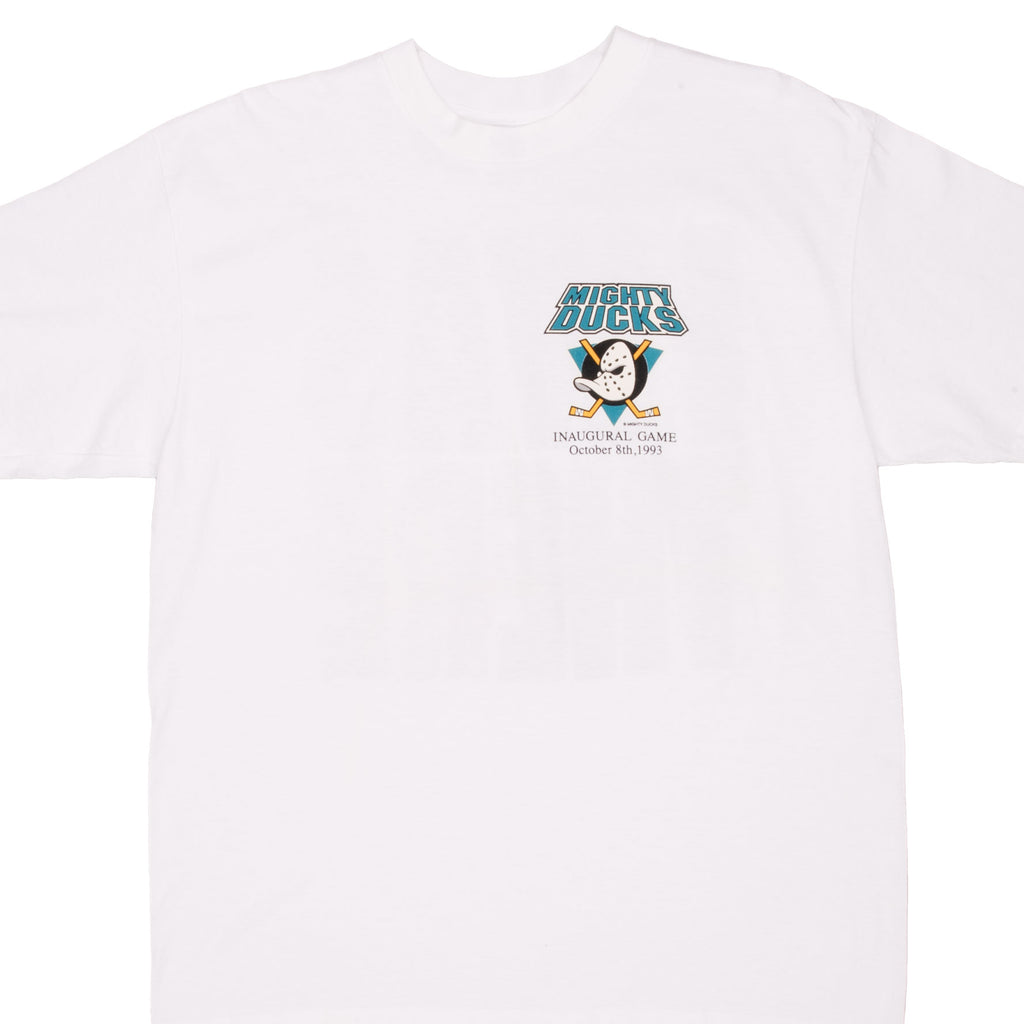 Vintage NHL Anaheim Mighty Ducks Disney Inaugural Game October 8th 1993 Tee Shirt Size XL Made in USA With Single Stitch Sleeves