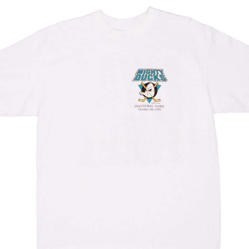 Vintage NHL Anaheim Mighty Ducks Disney Inaugural Game October 8th 1993 Tee Shirt Size XL Made in USA With Single Stitch Sleeves