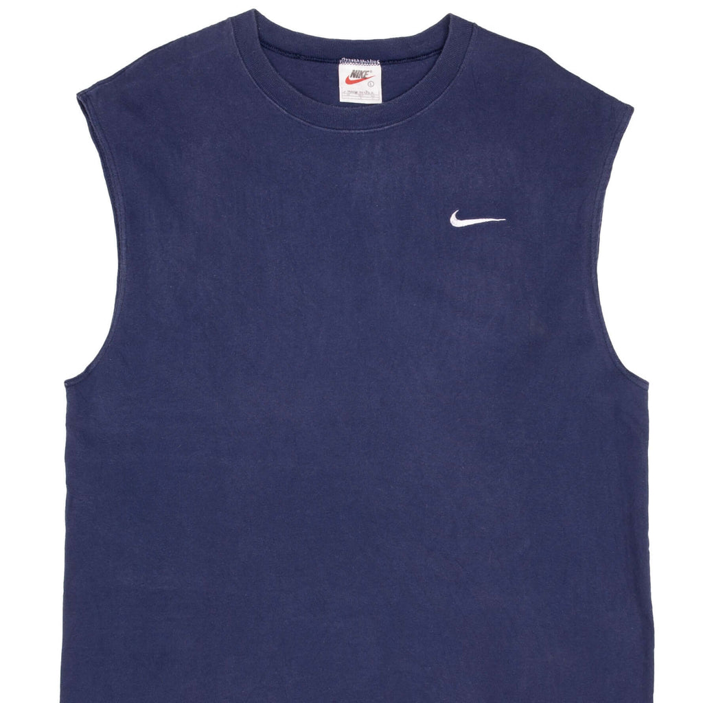 VINTAGE NIKE SWOOSH NAVY BLUE TANK TOP TEE SHIRT 1990S SIZE LARGE