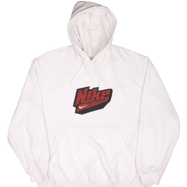 Vintage Nike Spellout Swoosh White Hoodie Sweatshirt 2000S Size XL