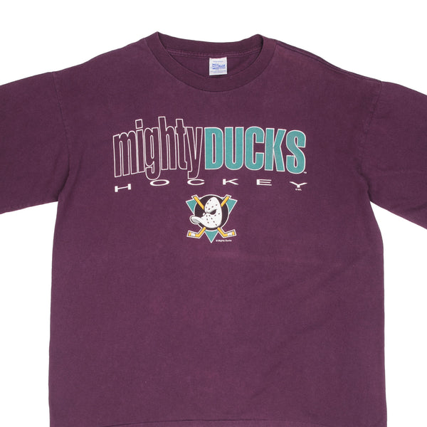 Vintage NHL Anaheim Mighty Ducks Tee Shirt 1990S Size Large Made In USA With Single Stitch