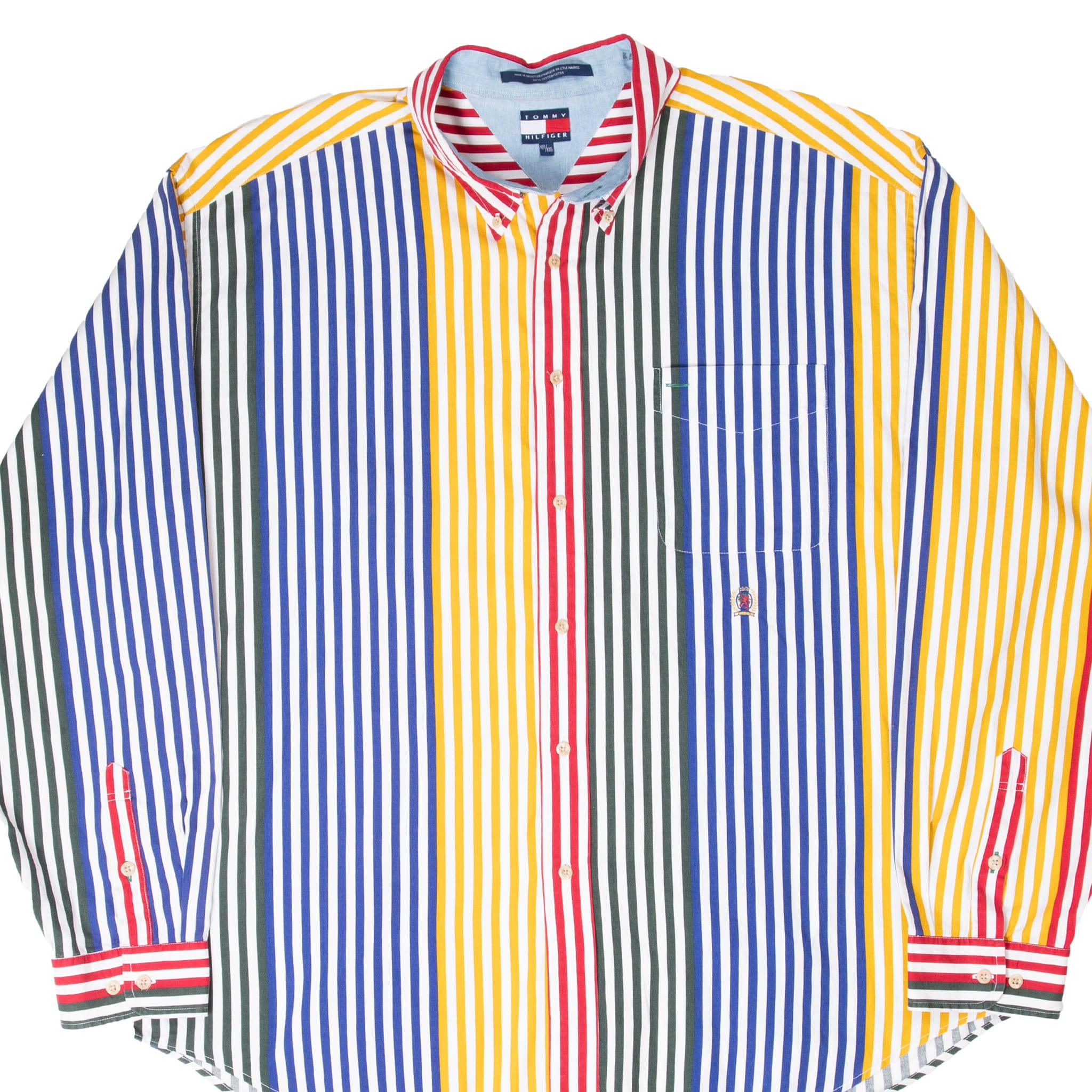 VINTAGE TOMMY HILFIGER STRIPE MULTICOLOR SHIRT 1990S SIZE 2XL