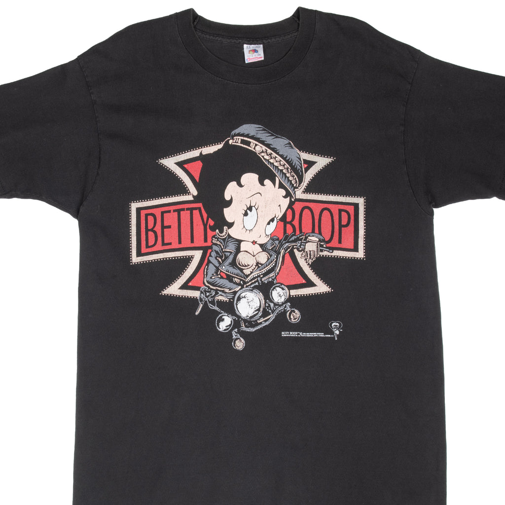 Vintage Betty Boop Biker Harley Tee Shirt 1992 Size XL Made In Usa With Single Stitch Sleeves