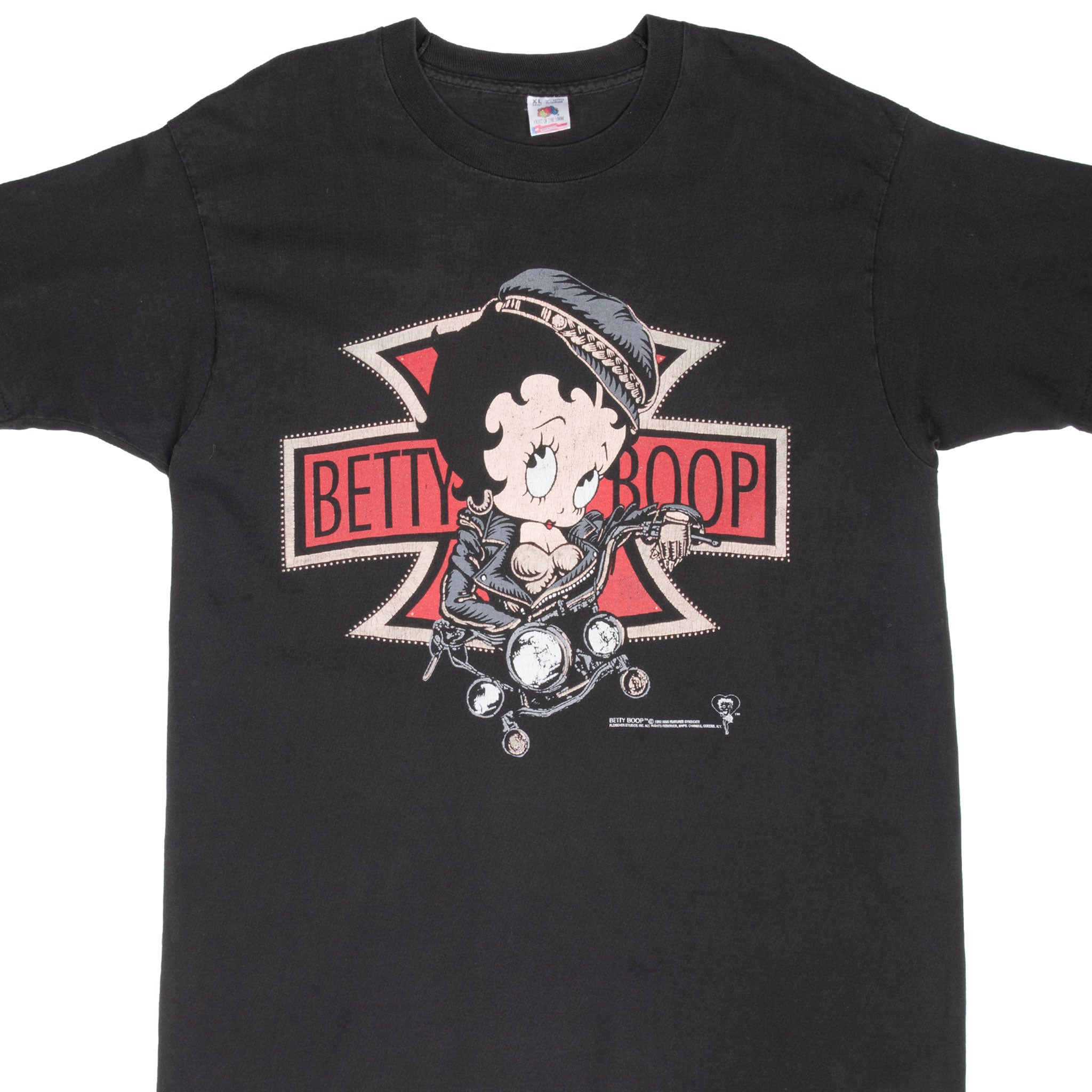 Vintage Betty Boop Biker Harley Tee Shirt 1992 Size XL Made In Usa With Single Stitch Sleeves