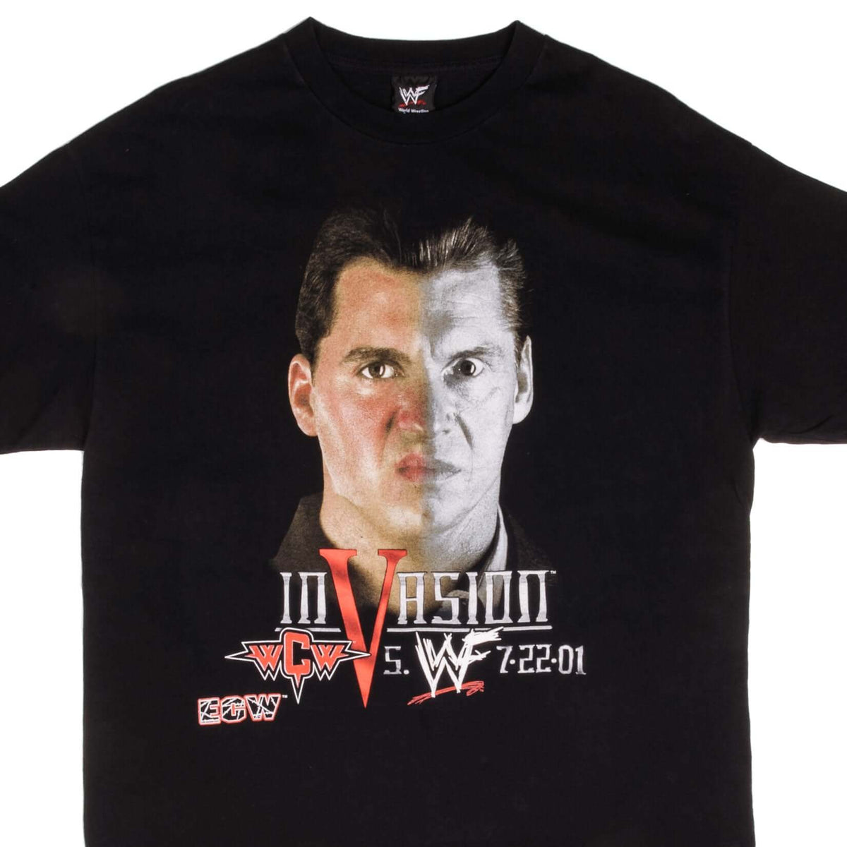 VINTAGE WWF INVASION WCW ECW SAHNE & VINCE MCMAHON TEE SHIRT 2001 XL