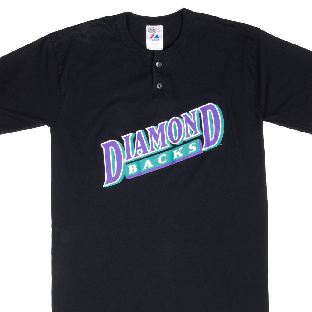 Vintage Mlb Arizona Diamondback Black Henley Tee Shirt 2000S Size XL