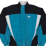 Vintage Nike Classic Swoosh Black and Cyan Windbreaker Jacket 1980S Size Large