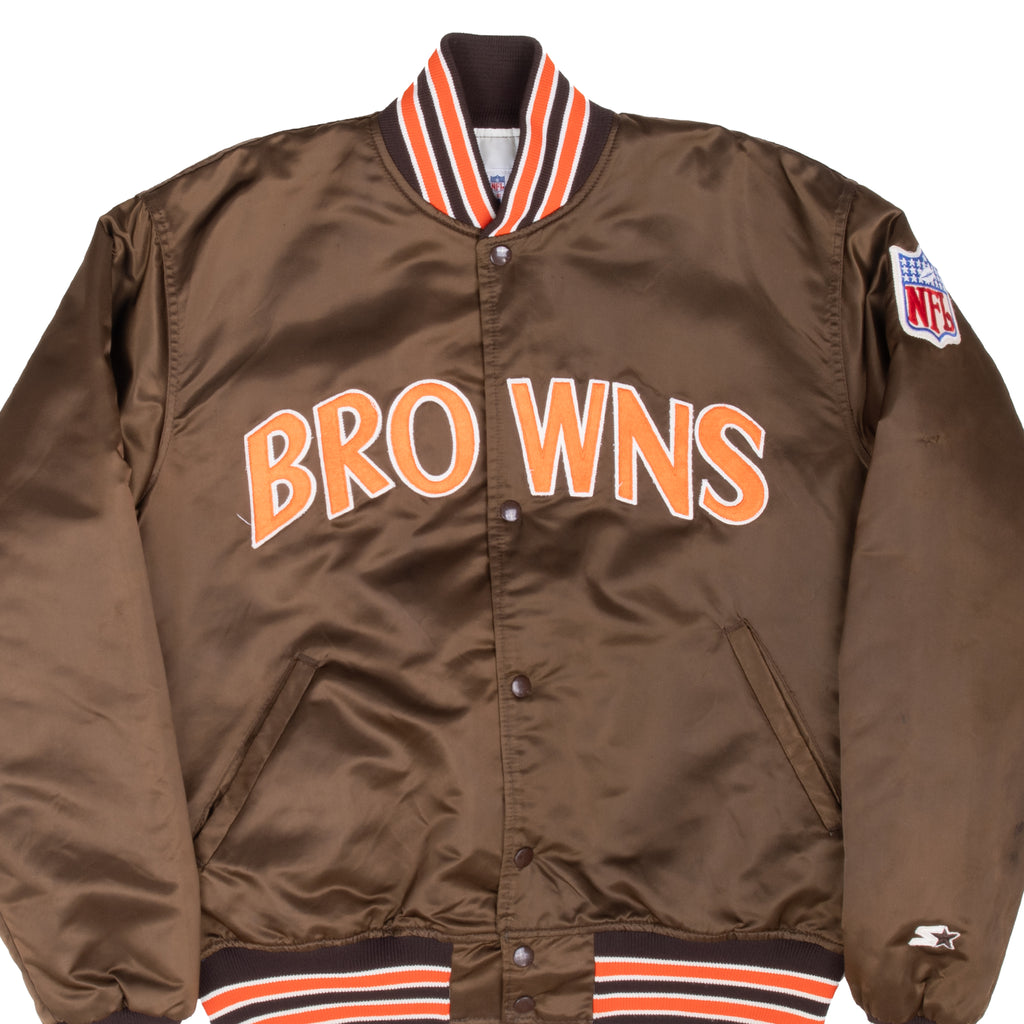 Vintage Nfl Cleveland Browns Starter Bomber Satin Jacket 1990S Size Large