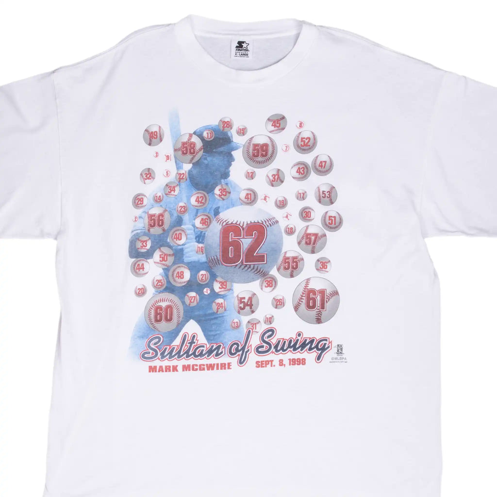 VINTAGE MLB MARK MCGWIRE SULTAN OF SWING ST LOUIS CARDINALS TEE SHIRT 1998 XL