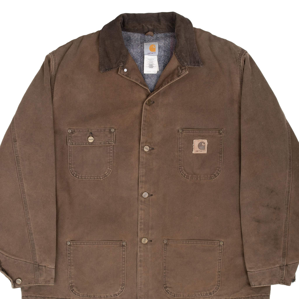 VINTAGE CARHARTT MICHIGAN BLANKET LINED DARK BROWN JACKET C02CHT 1990S 2XL TALL