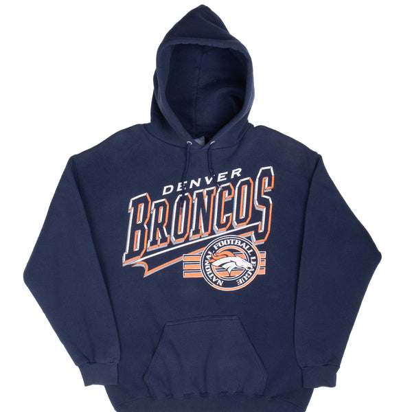 Vintage Nfl Denver Broncos 1990S Hoodie Sweatshirt Size Large Made In Usa