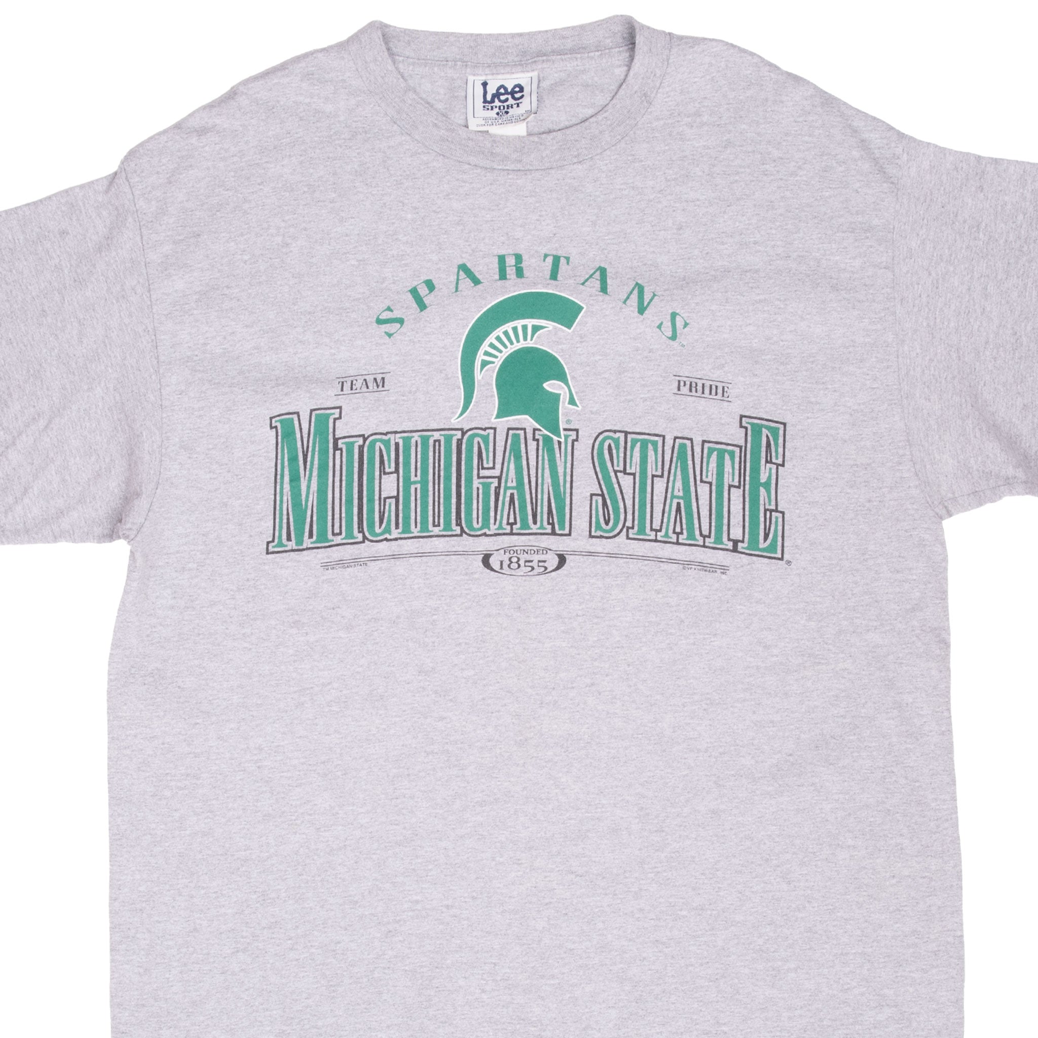 Vintage Ncaa Michigan State Spartans Grey Tee Shirt 1990S Size XL
