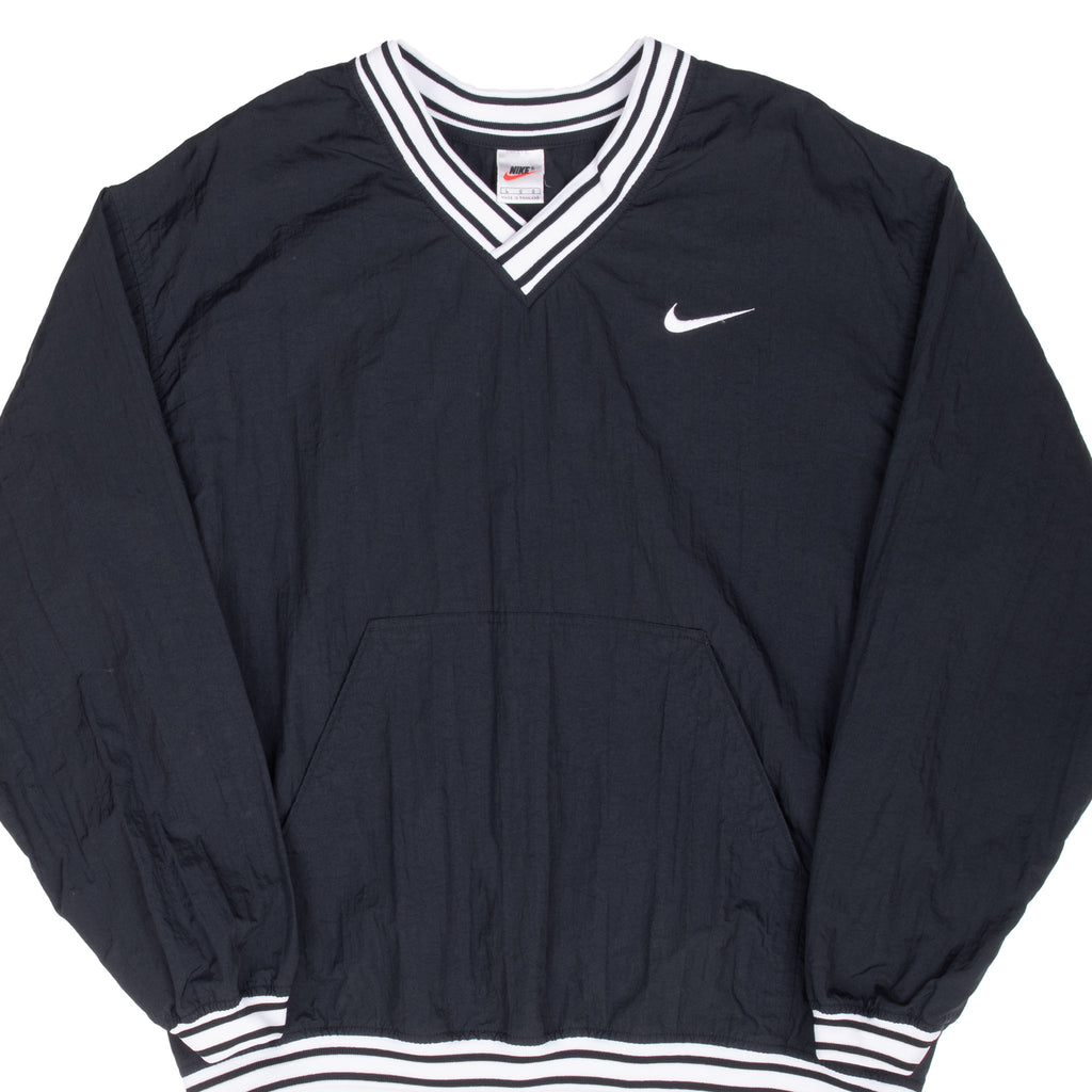 Vintage Nike Classic Swoosh Black Pullover Windbreaker Jacket 1990S Large