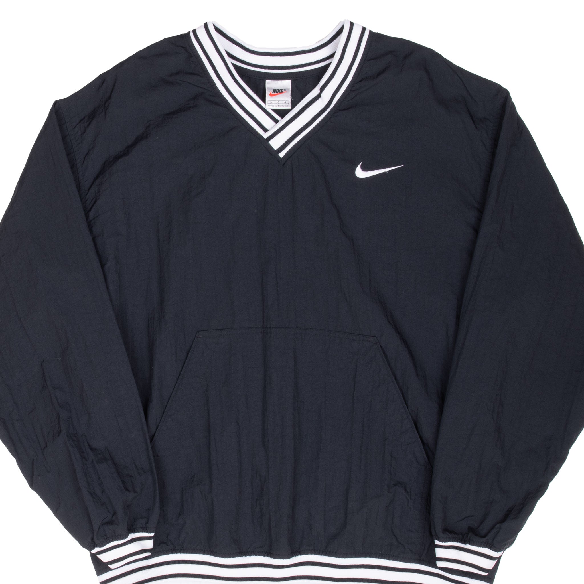 Vintage Nike Classic Swoosh Black Pullover Windbreaker Jacket 1990S Large