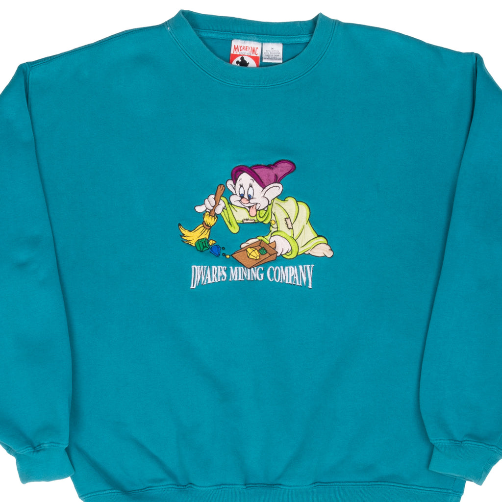 Vintage Disney Dopey Dwarf Mining Company Embroidered Sweatshirt 1990S Size Medium