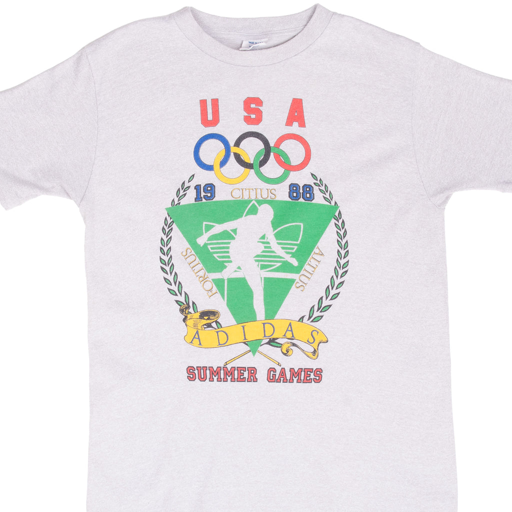 Vintage Adidas 1988 Olympic Games Seoul Korea Team Usa Tee Shirt Size Small Made In Usa