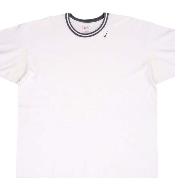 Vintage Nike Classic Neck Swoosh White Tee Shirt 1990S Size XL