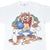 Front detail of white Looney Tunes T-shirt with Taz holding a bowling ball and pins