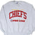 Front of gray Kansas City Chiefs sweatshirt with red and gold NFL Pro Line embroidery