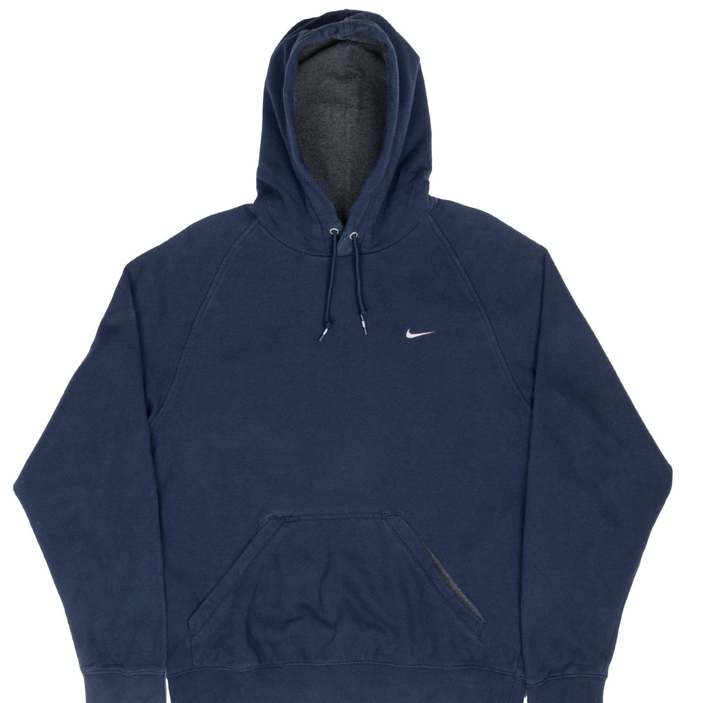 Vintage Nike Swoosh Navy Blue Hoodie Sweatshirt 2000S Size Medium