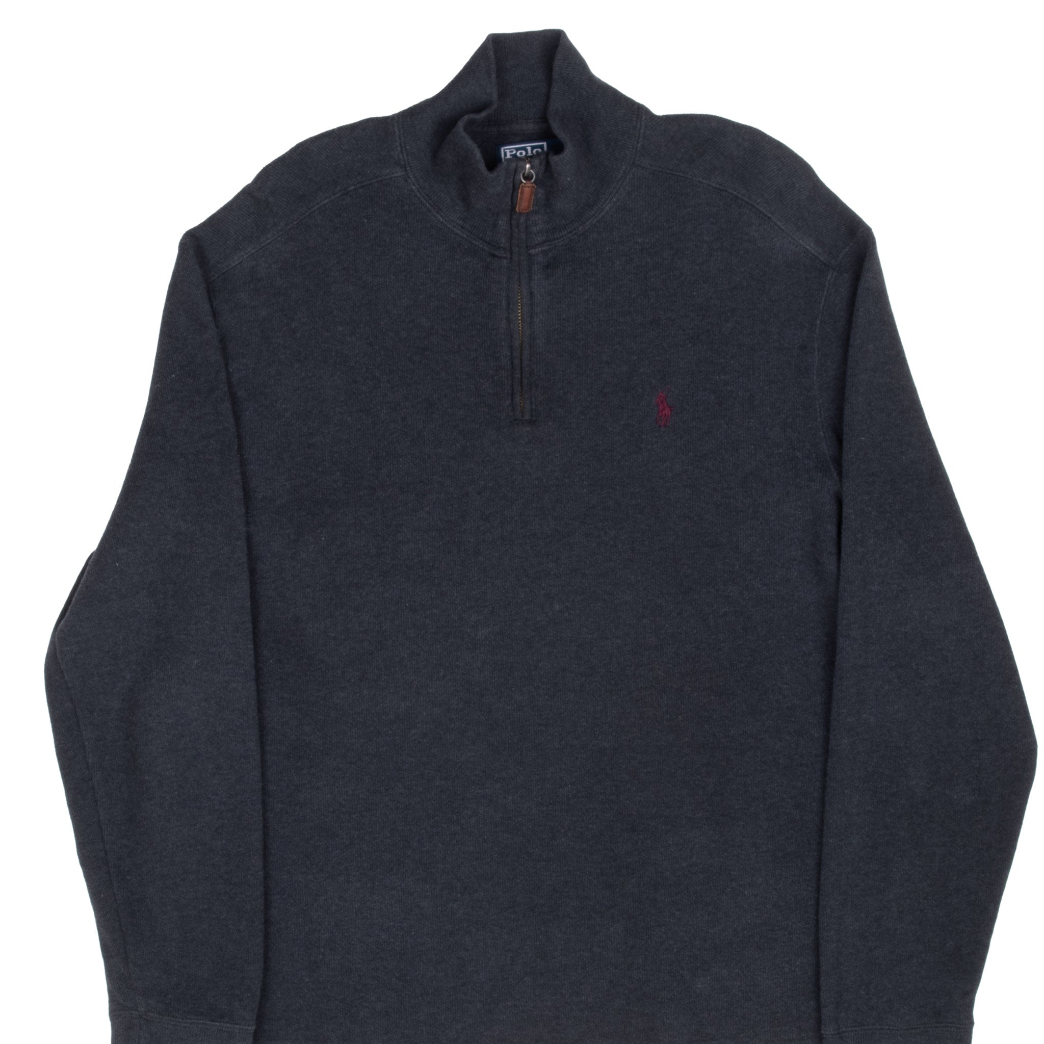 Vintage Polo Ralph Lauren Dark Grey 1990S Quarter 1/4 Zip Sweater Size Medium