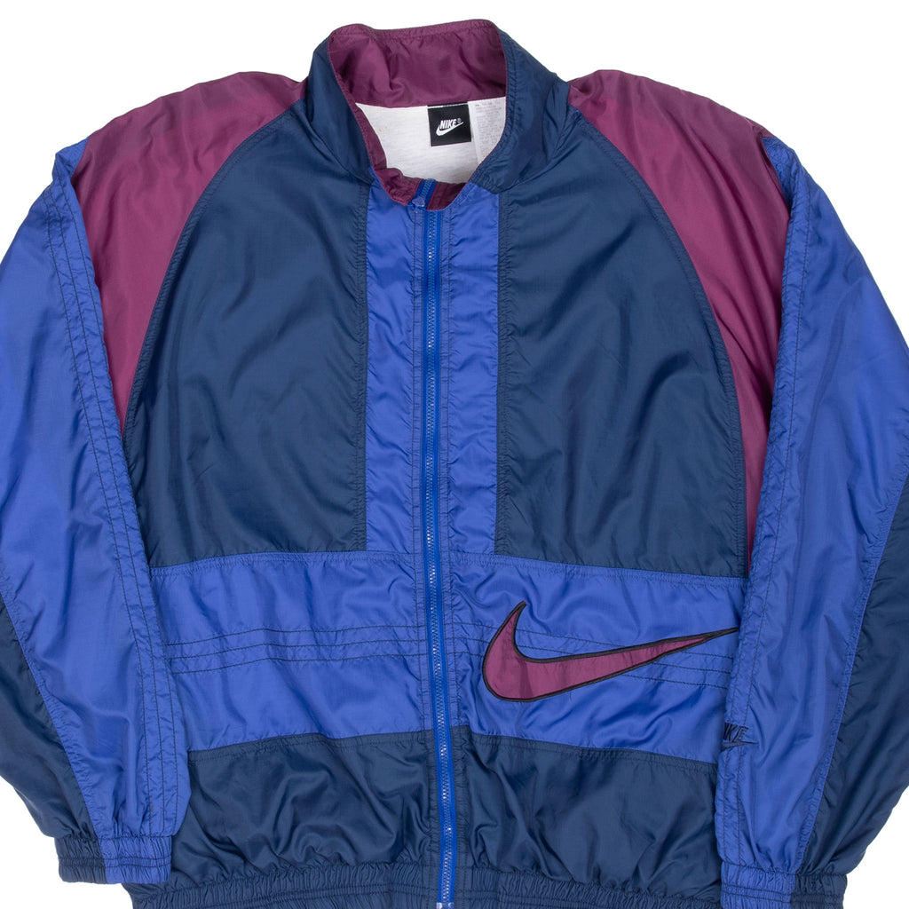 Vintage Nike Big Swoosh Blue Windbreaker Jacket 1990S Size Large