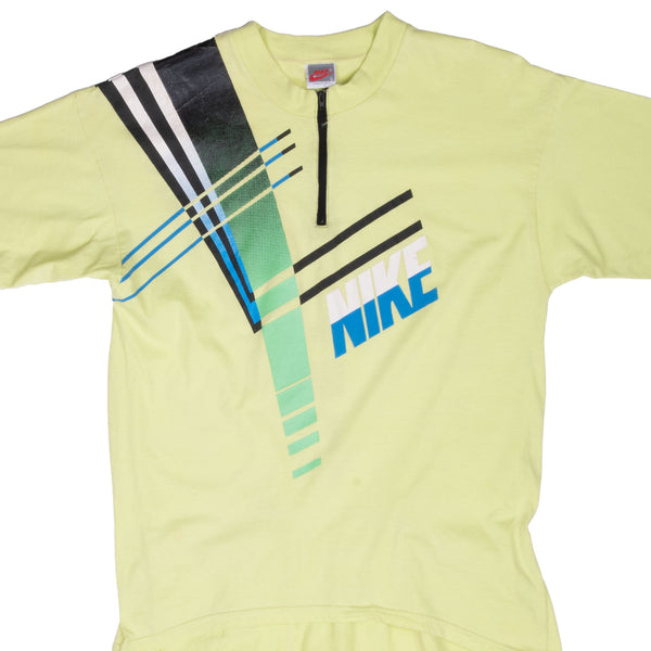 Vintage Nike Lime Cycling Jersey Tee Shirt 1980S Size Medium Made In USA