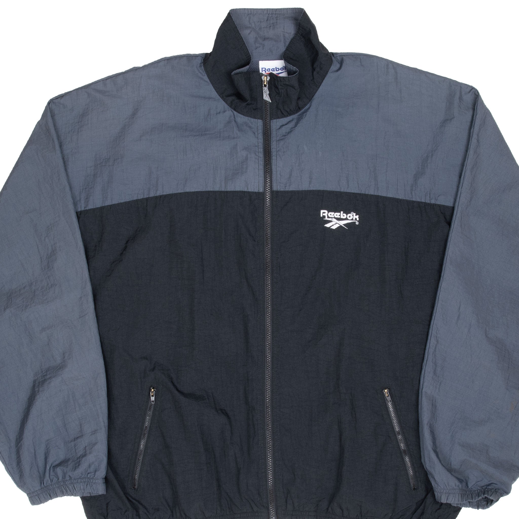 Vintage Reebok Black And White Windbreaker Jacket 1990S Size Large