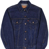 Beautiful Levis Type 3 Jacket 2 pockets Single Stitch With a Very Dark Wash Made in USA. Back Button #527