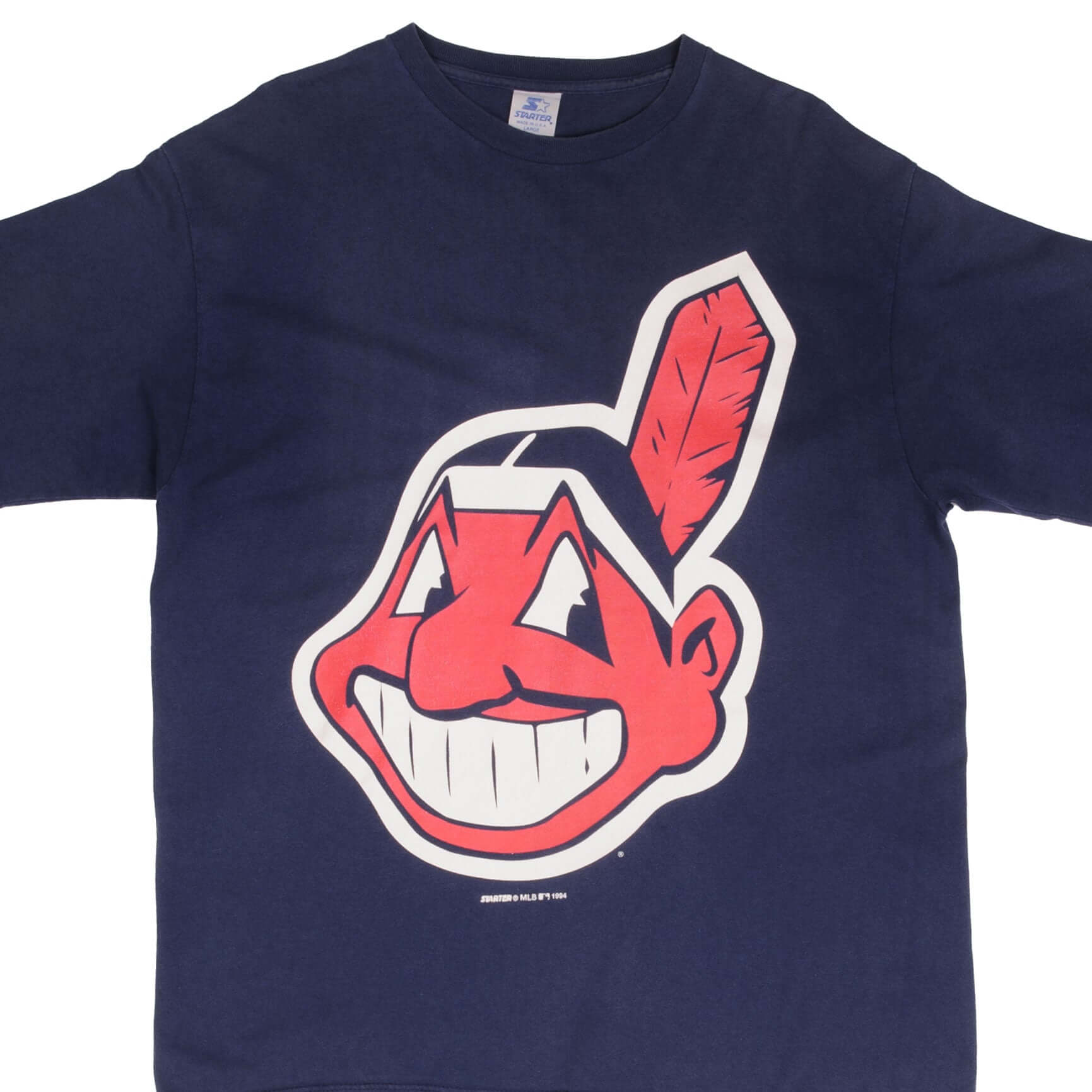 Vintage MLB Cleveland Indians 1994 Starter Tee Shirt Size Large Made In USA With Single Stitch Sleeves