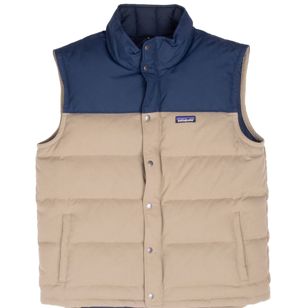 Vintage Patagonia Bivy Down Vest Blue And Beige Jacket Size Large