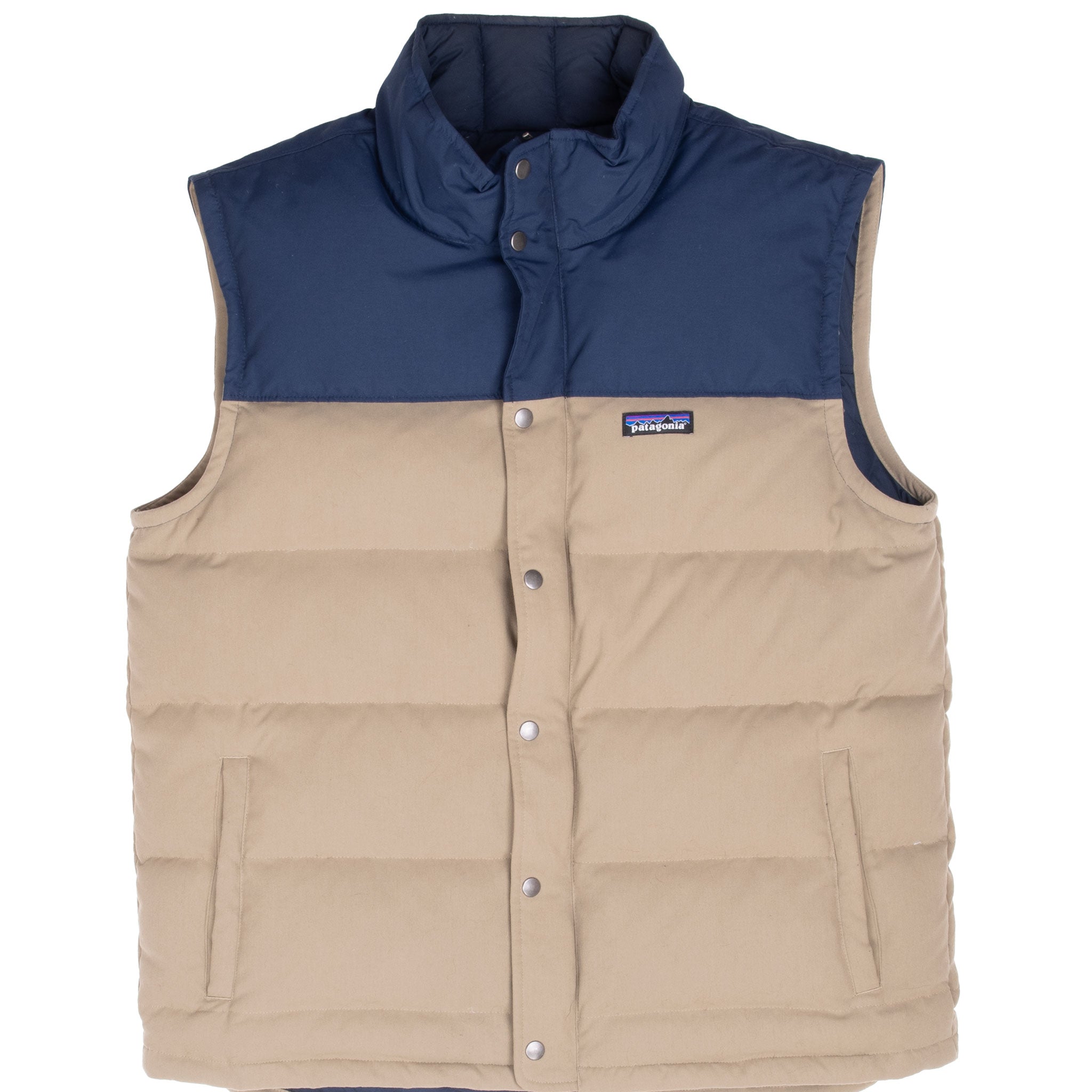 Vintage Patagonia Bivy Down Vest Blue And Beige Jacket Size Large