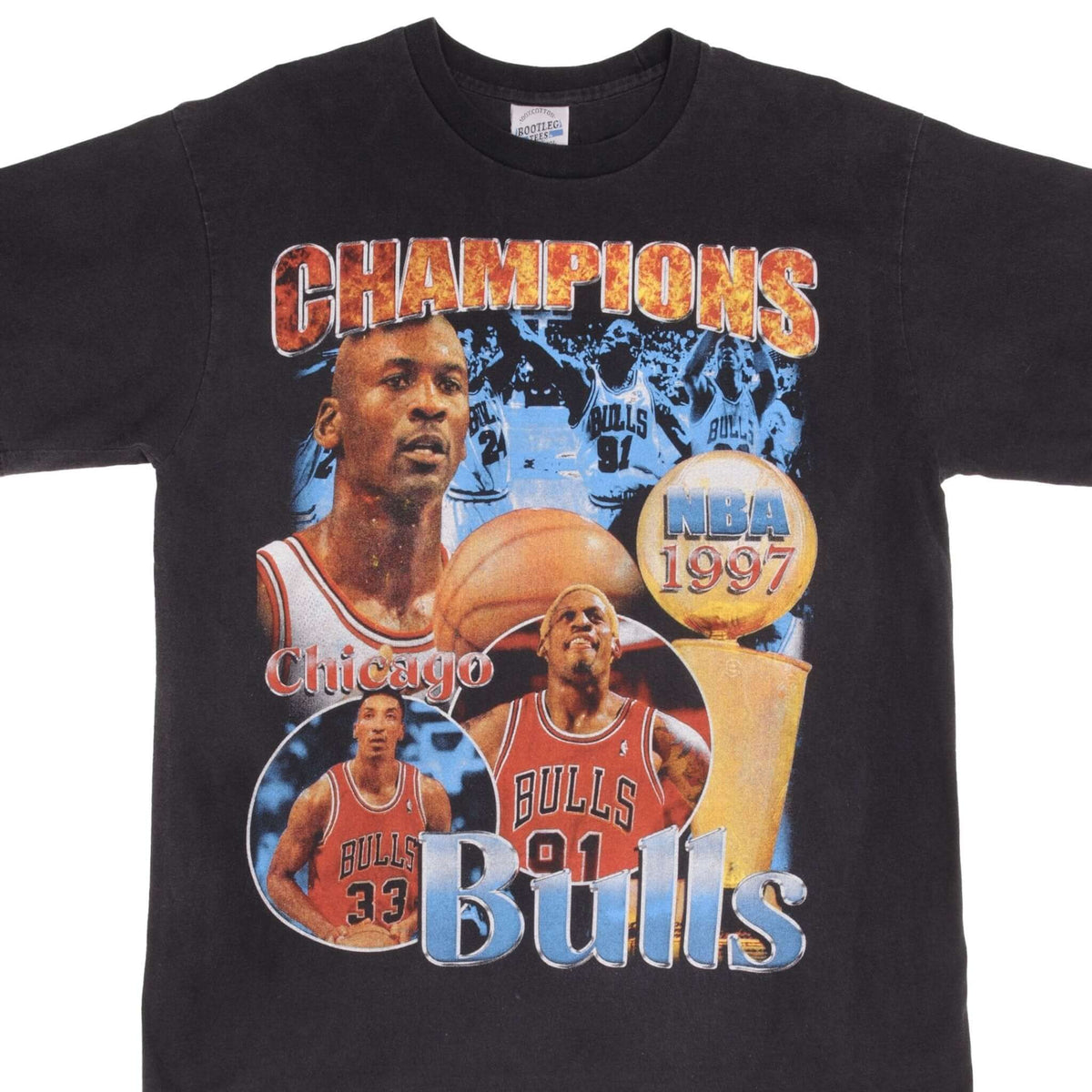 BOOTLEG TEE SHIRT NBA CHICAGO BULLS CHAMPIONS 1997 SIZE XL SINGLE STIT