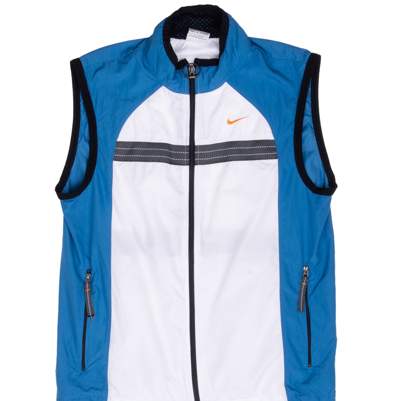 Vintage Nike Blue Swoosh Running Vest Jacket 1990S Size Small Women