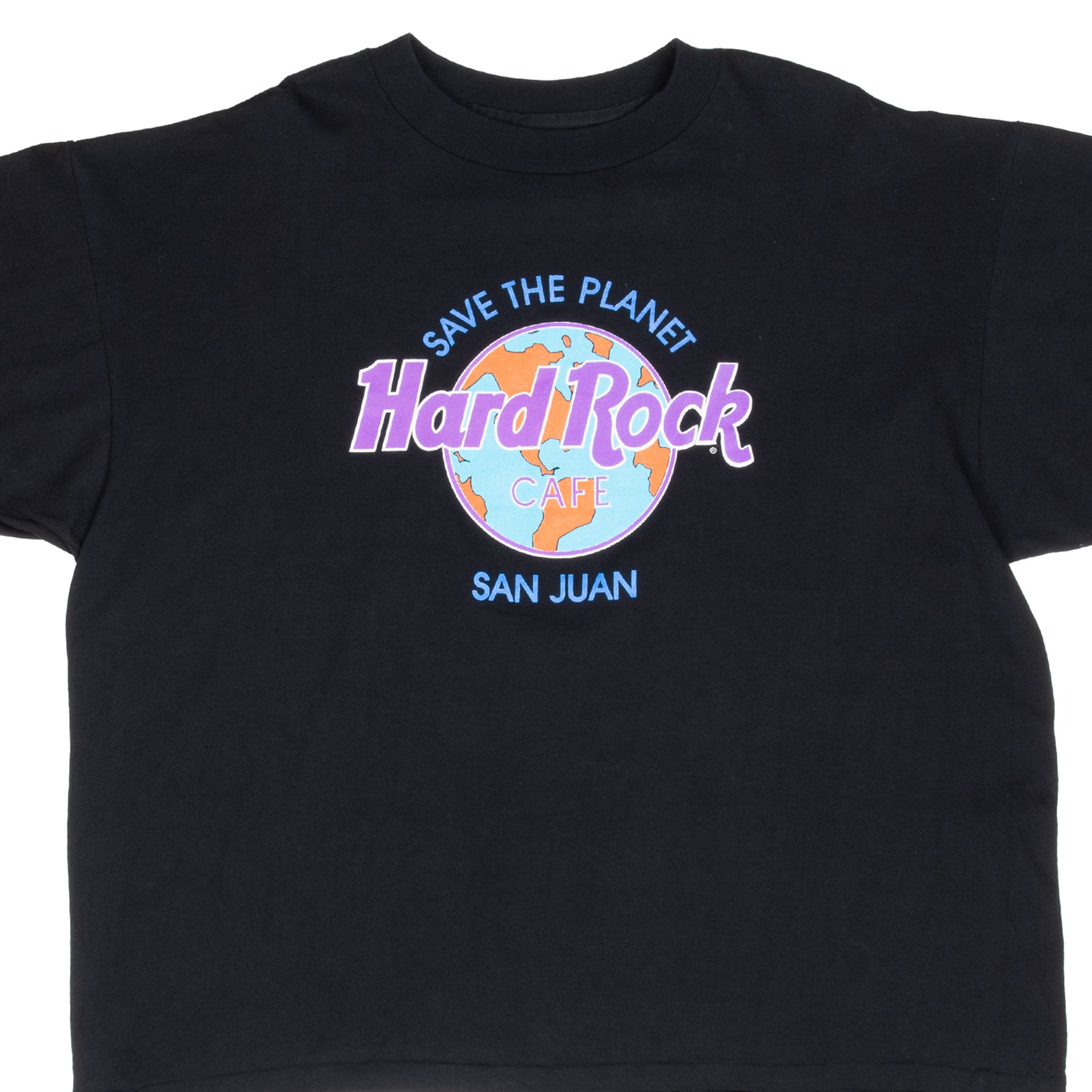 Vintage Hard Rock Cafe Save The Planet San Juan Tee Shirt 1990S Size XL Made In USA With Single Stitch Sleeves