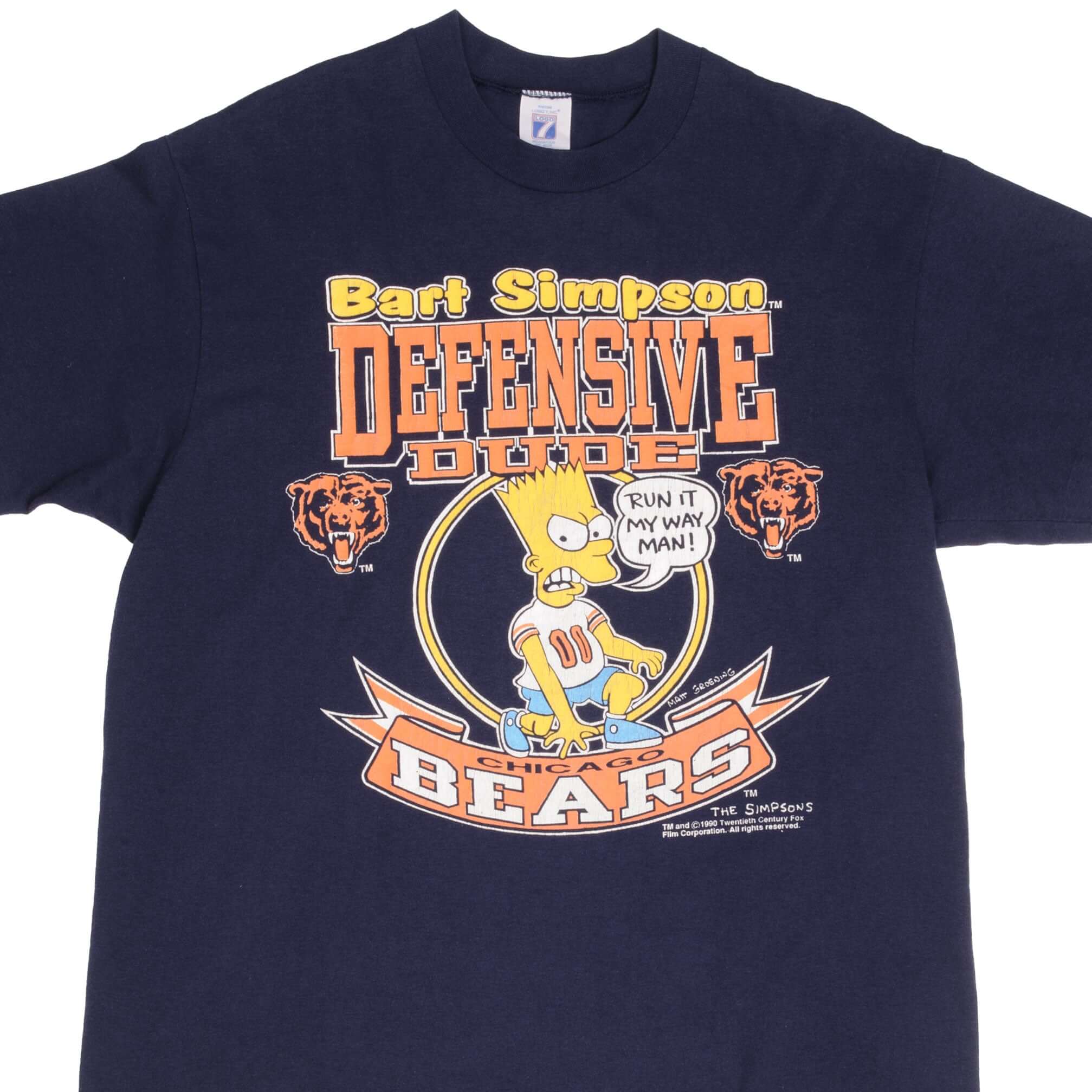 Vintage NFL Chicago Bears Bart Simpson 1990 Tee Shirt Size Xl Made In USA With Single Stitch Sleeves