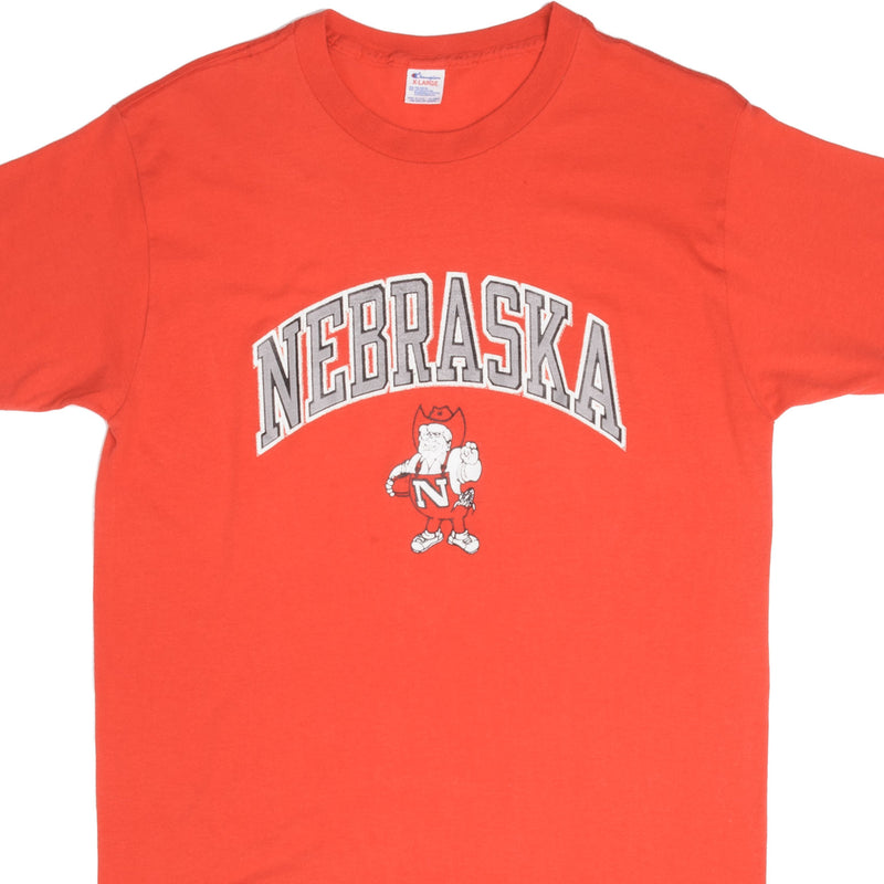 Vintage Champion NFL Nebraska Huskers 1980S Tee Shirt Size Medium Made In USA With Single Stitch Sleeves
