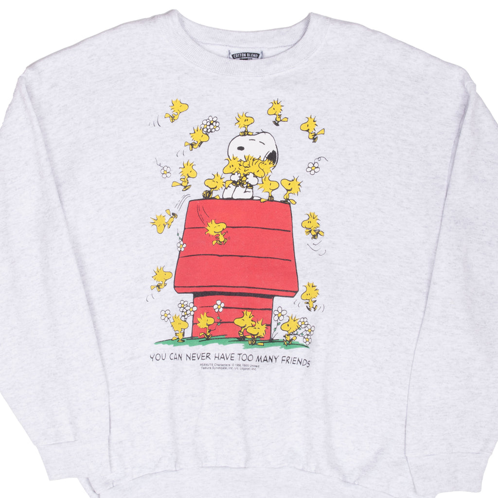 Vintage Snoopy Woodstock You Can Never Have Too Many Friends Sweatshirt 1990S Size XL Made In Usa