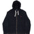 Front view of black Polo Ralph Lauren full-zip hoodie with white drawstrings and red pony embroidery