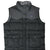Front of black Patagonia Slingshot down vest with gray Western yoke and snap-flap cargo pockets