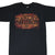 Front of black Harley-Davidson T-shirt with distressed orange and black logo graphic