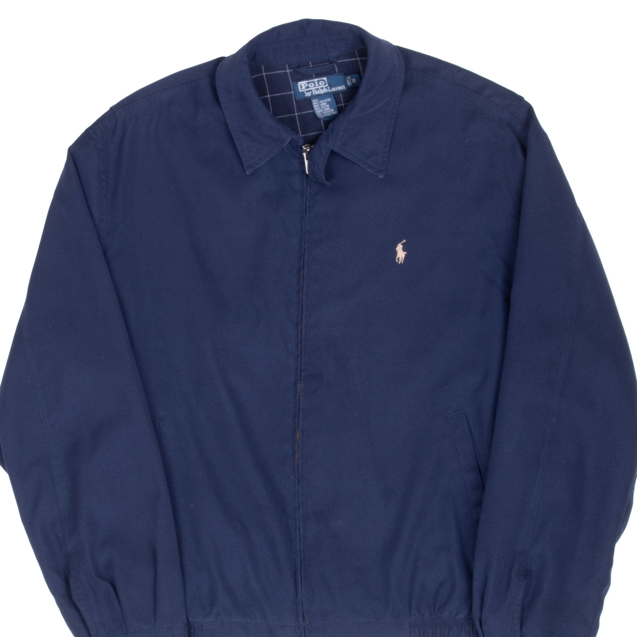 VINTAGE POLO RALPH LAUREN BLUE HARRINGTON GOLF JACKET 1990S SIZE MEDIUM