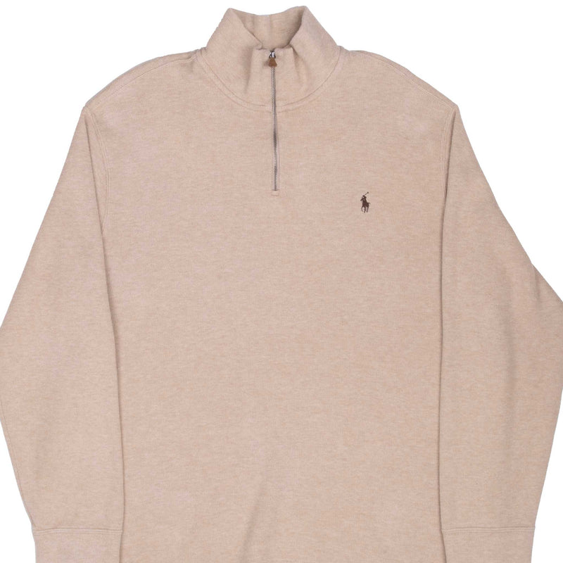 Vintage Polo Ralph Lauren Beige 1990S Quarter 1/4 Zip Sweater Size 2XL