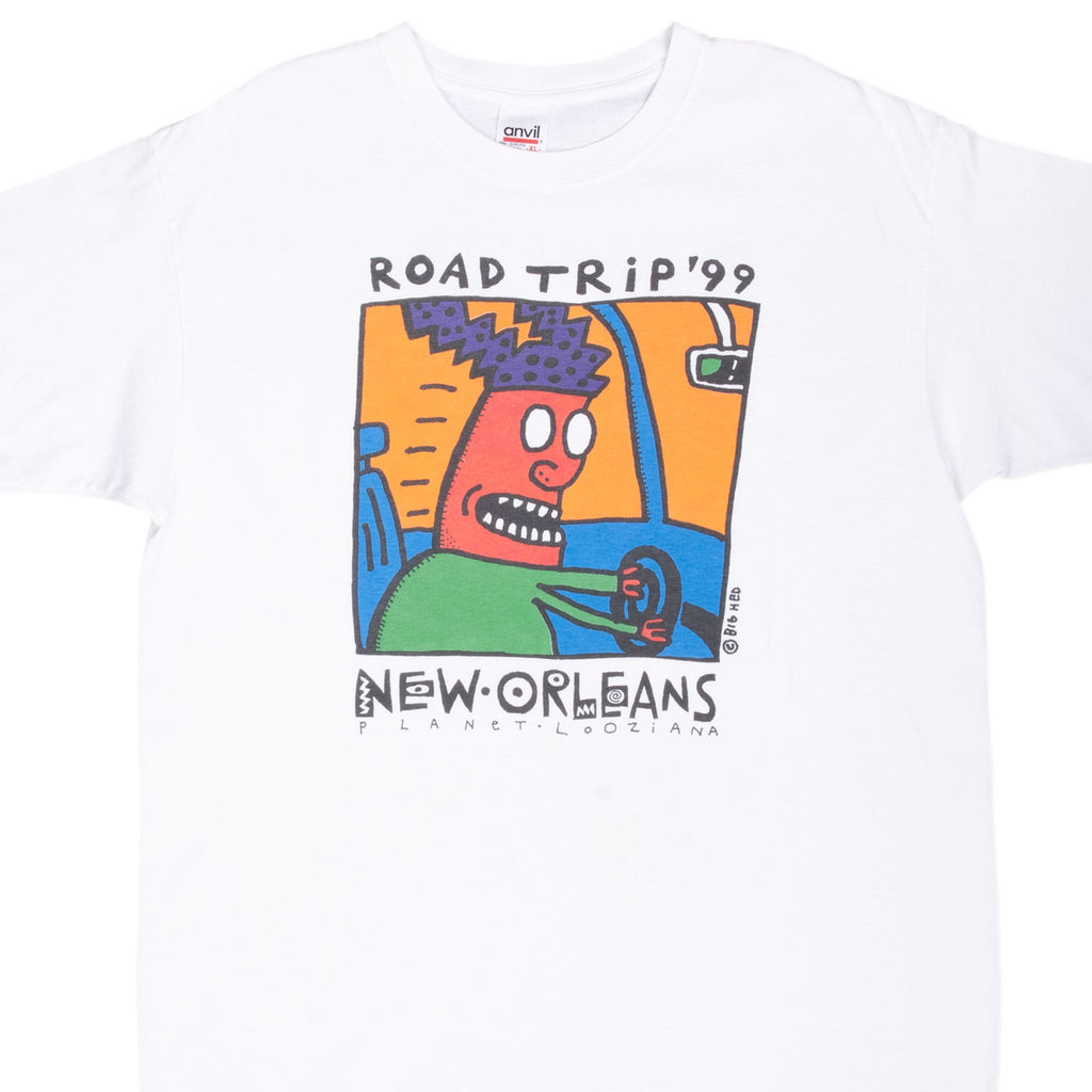 Vintage New Orleans Road Trip 1999 Big Hed Art Tee Shirt Size XL
