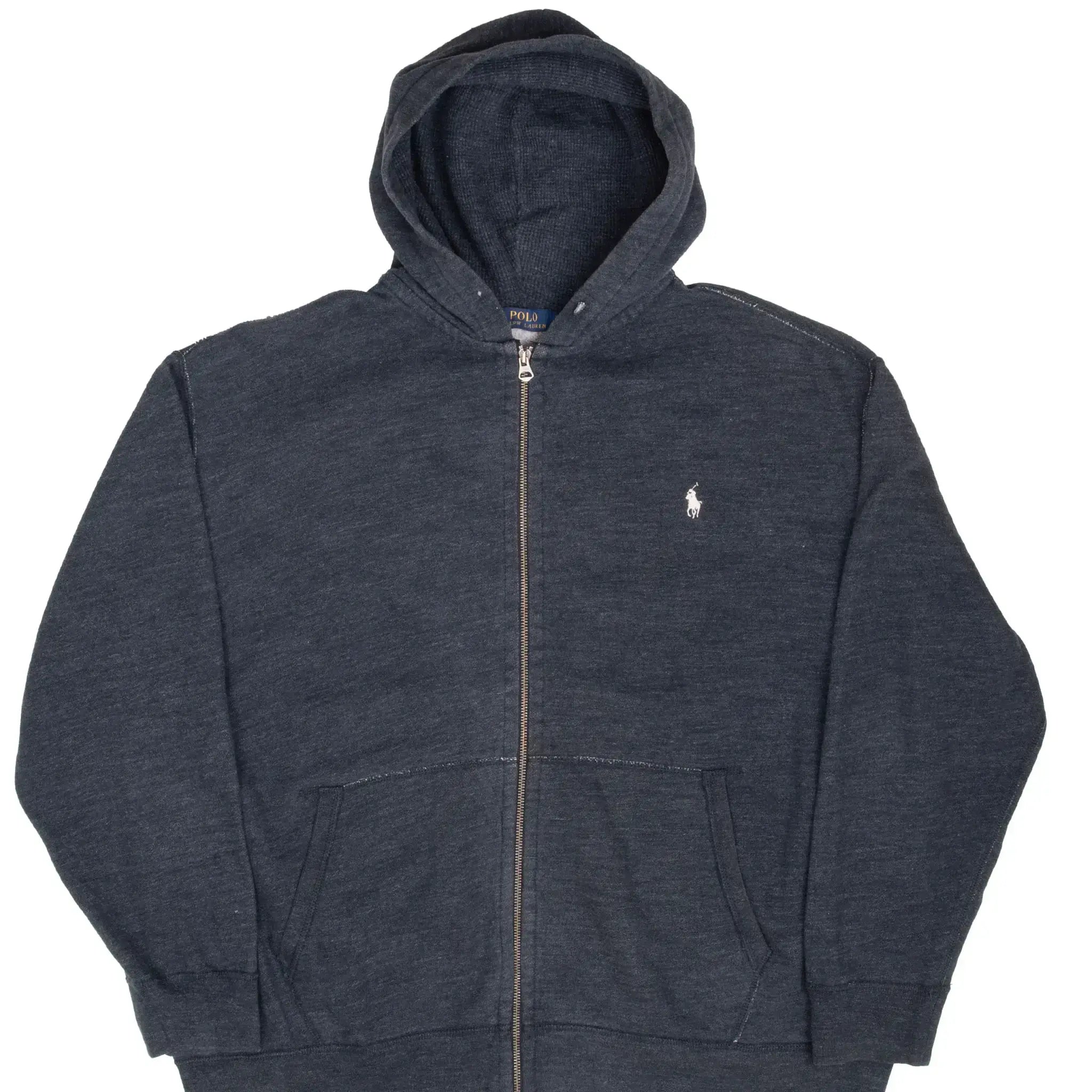 VINTAGE RALPH LAUREN FULL ZIP DARK GREY HOODIE SWEATSHIRT 2XL BIG