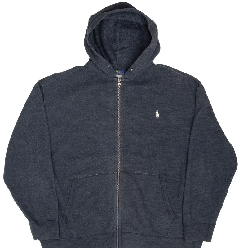 VINTAGE RALPH LAUREN FULL ZIP DARK GREY HOODIE SWEATSHIRT 2XL BIG