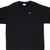 Front upper view of black Nike T-shirt with small white embroidered Swoosh