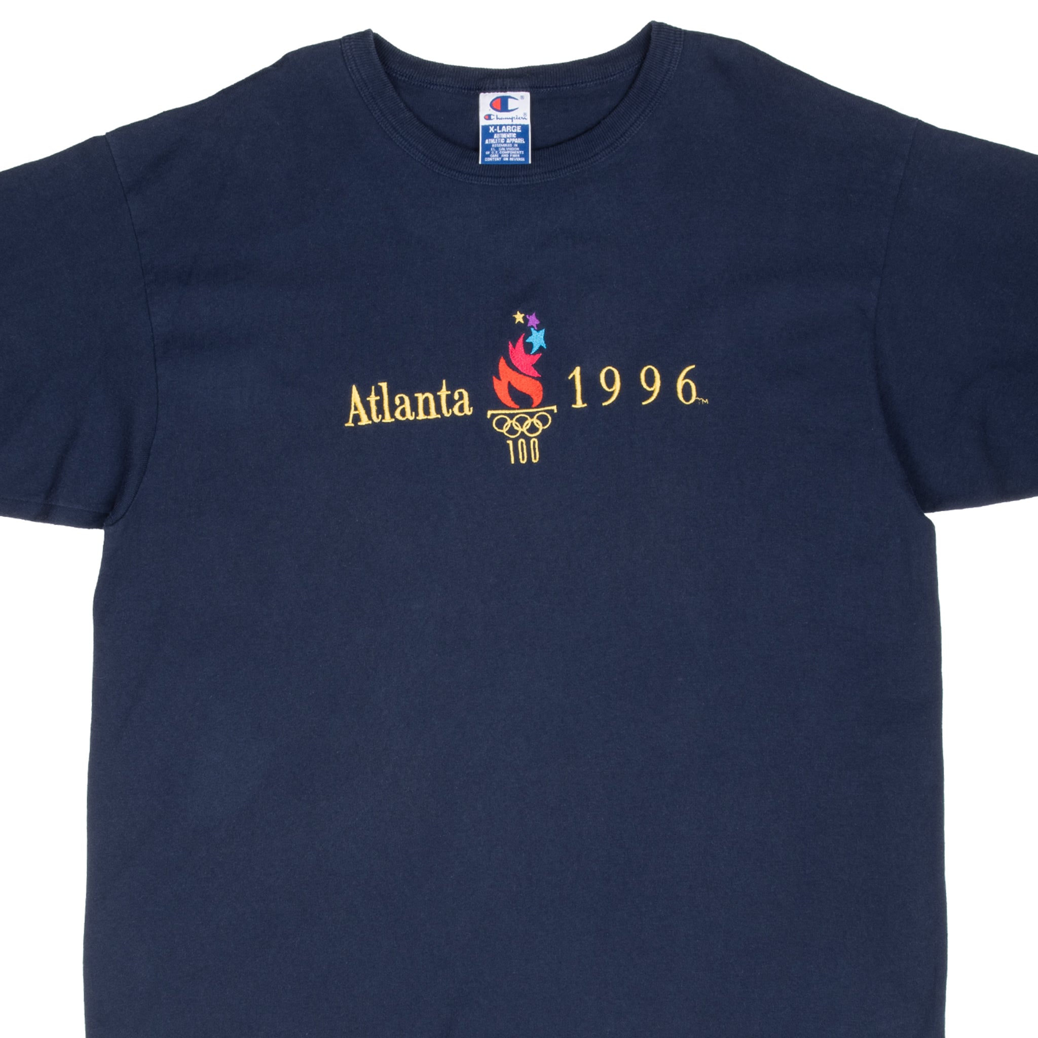 Vintage Champion Atlanta Olympics 1996 Embroidered Tee Shirt Size XL